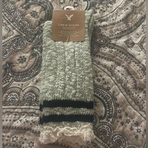 American Eagle Gray, maroon  and Black Crew Socks